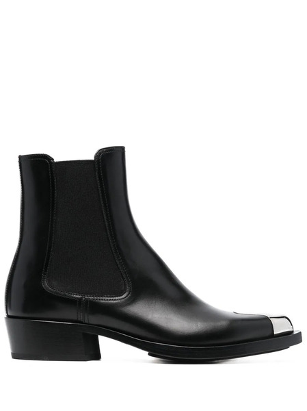 Alexander Mcqueen Toe-cap 35mm Leather Boots - Black 