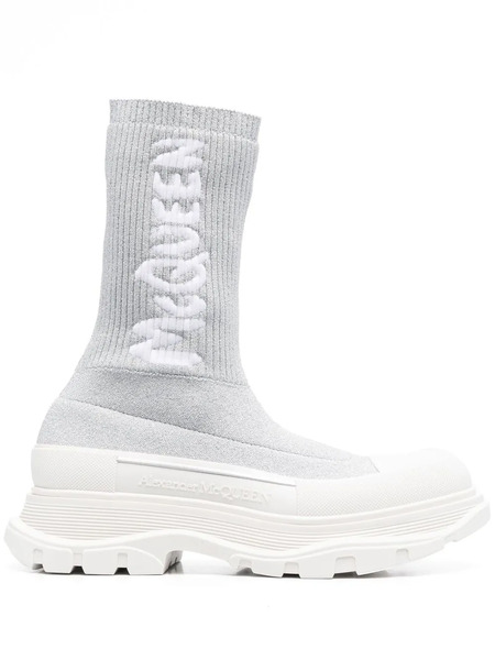  Alexander Mcqueen Tread Slick Sock-style Boots - Grey 