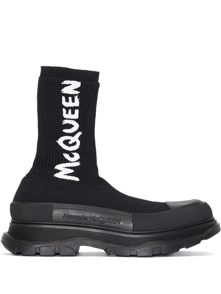  Alexander Mcqueen Tread Sock-style Boots - Black 