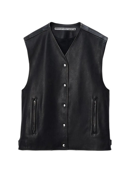  Alexander Wang Boxy Press-stud Vest - Black 