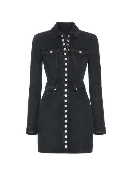 Alexander Wang Buttoned Collared Mini Dress - Black 