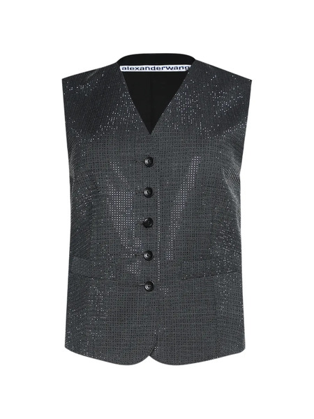  Alexander Wang Buttoned V-neck Top - Grey 
