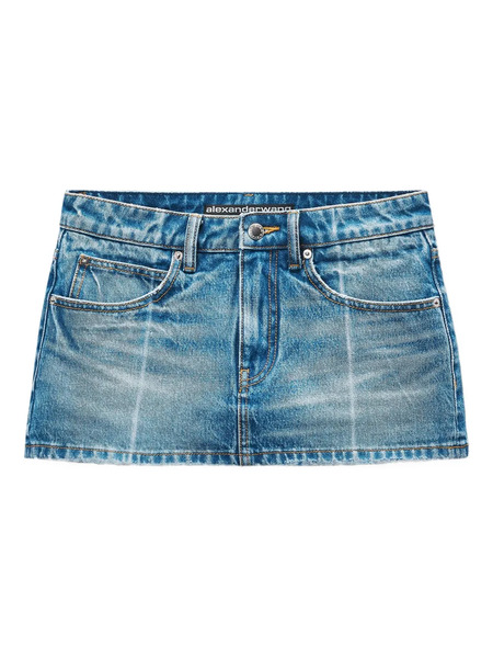  Alexander Wang Faded Fold-line Denim Skirt - Blue 