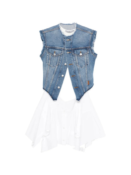  Alexander Wang Frayed Marbled Denim Jacket - White 