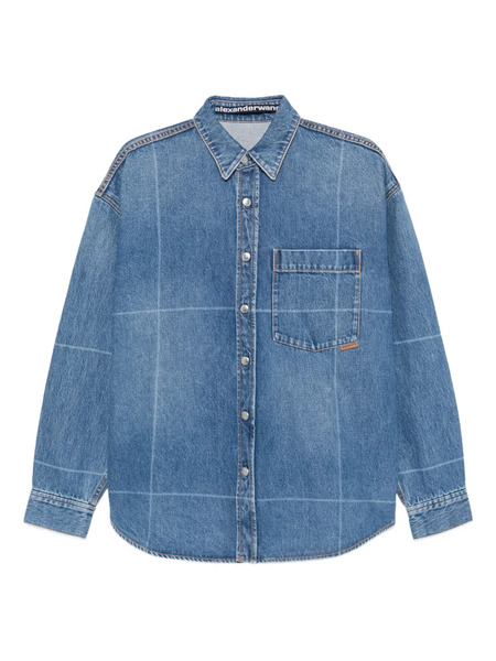  Alexander Wang Grid-pattern Denim Shirt - Blue 
