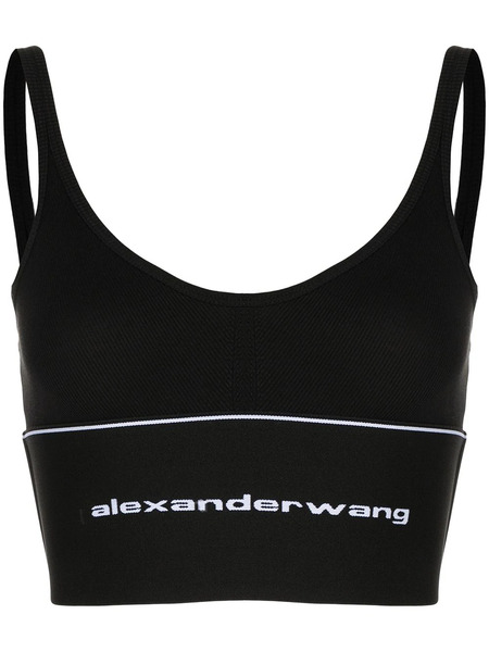  Alexander Wang Logo Elasticated-hem Bra - Black 