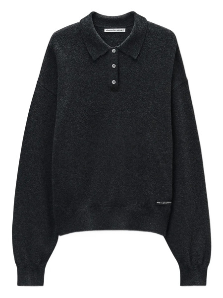  Alexander Wang Logo-patch Polo Shirt - Grey 