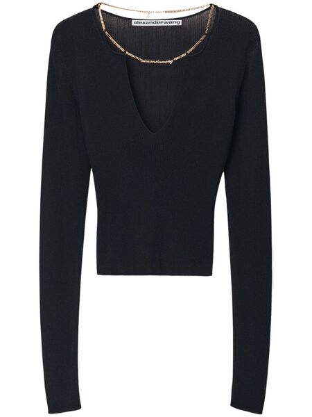  Alexander Wang Logo-plaque Knitted Top - Black 