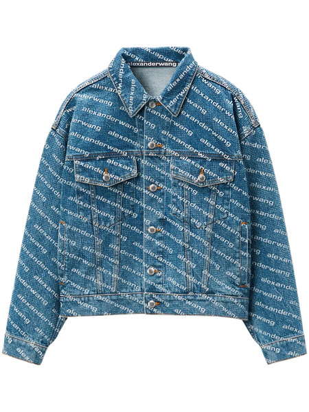  Alexander Wang Logo-print Denim Jacket - Blue 