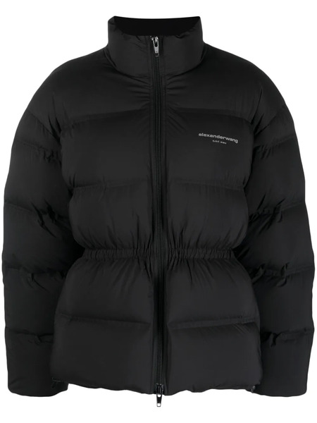  Alexander Wang Reflective-logo Jacquard Puffer Jacket - Black 