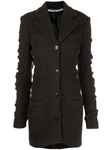  Alexander Wang Ruched Sleeve Wool-blend Jacket - Brown 