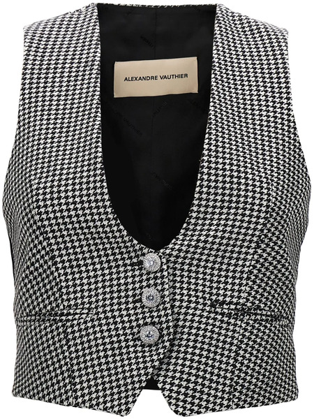  Alexandre Vauthier Houndstooth Waistcoat - White 