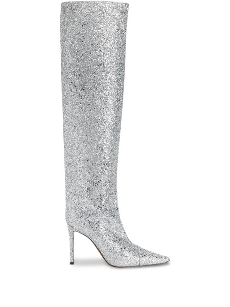  Alexandre Vauthier 90mm Viola Glittered Boots - Silver 