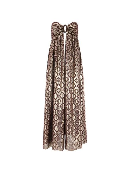  Alexis Geometric Pattern Strapless Top - Gold 