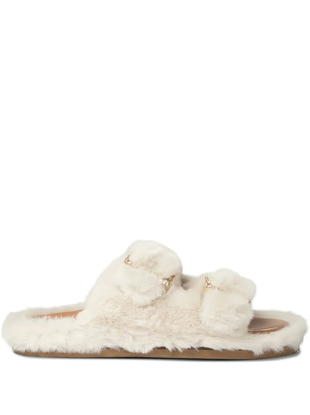  Alibi Double-buckle Fur Sandals - Neutrals 