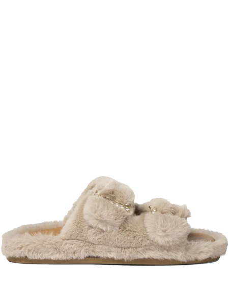  Alibi Faux-fur Flat Sandals - Blacks And Greys 