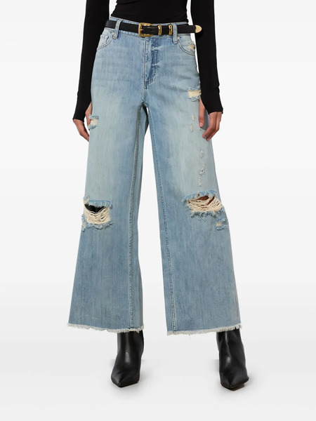  Alice + Olivia Devoe Distressed Raw-hem Jeans - Blue 