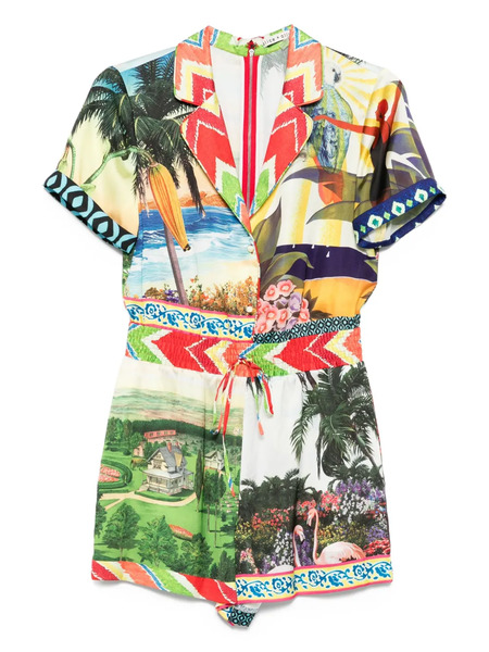  Alice + Olivia Leighton Patchwork Print Jumpsuit - Green 