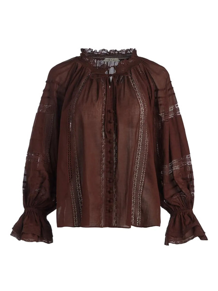  Alice + Olivia Ruffle-cuffs Blouse - Brown 