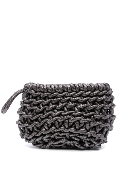  Alienina Interwoven Metallic Clutch Bag - Silver 