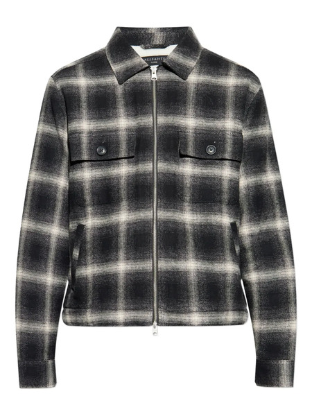  Allsaints Bayo Plaid Zip-up Overshirt - Black 