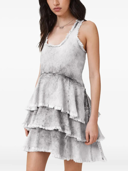  Allsaints Cavarly Frayed Tiered Mini Dress - Grey 
