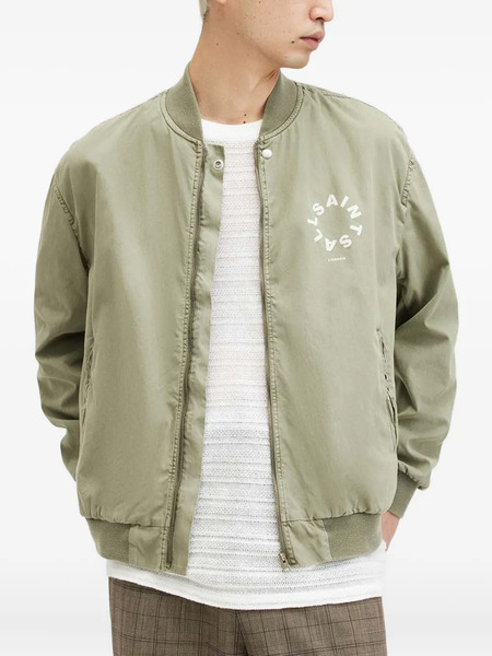  Allsaints Circular-logo Bomber Jacket - Green 