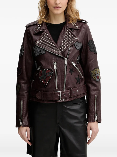 Allsaints College Leather Biker Jacket - Brown 