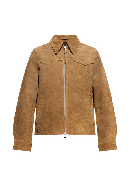  Allsaints Dellcot Zipped Suede Jacket - Brown 