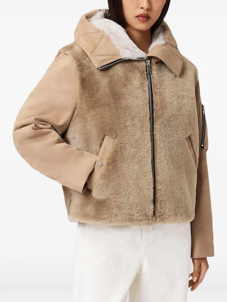  Allsaints Dexter Collared Shearling Jacket - Neutrals 