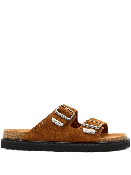  Allsaints Double-buckle Perforated Sandals - Brown 
