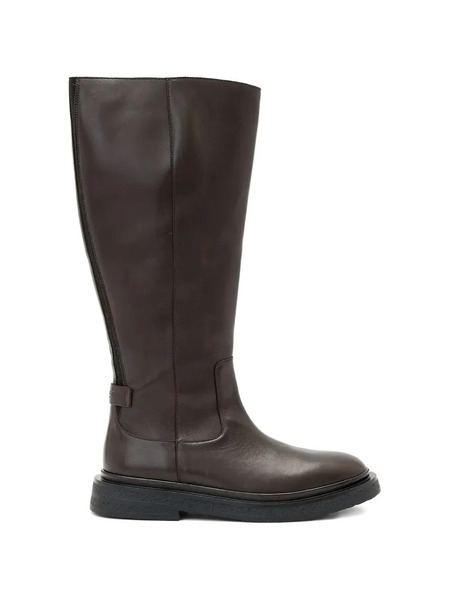  Allsaints Escher Zip Logo-strap Knee-high Boots - Brown 