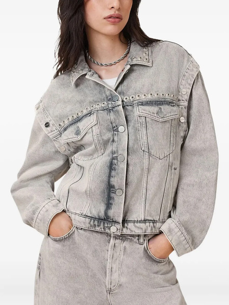  Allsaints Eyelet-embellished Denim Jacket - Grey 