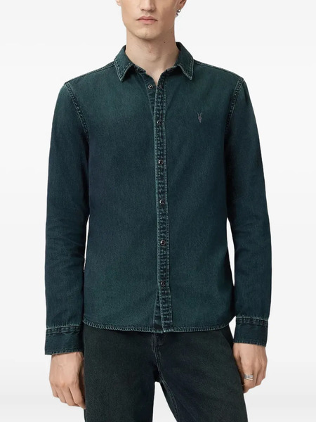  Allsaints Gleason Ramskull-embroidered Shirt - Green 