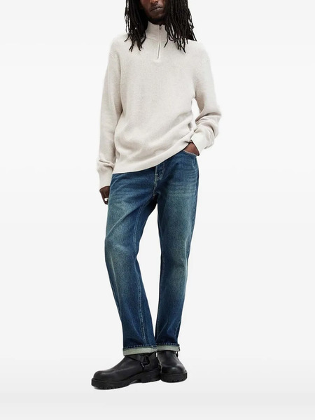  Allsaints Half-zip Waffle-knit Sweater - Neutrals 
