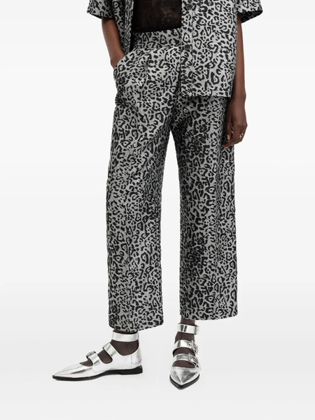  Allsaints Leopard-print Trousers - Silver Grey 