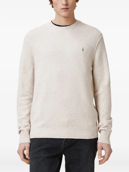  Allsaints Logo-embroidered Crew-neck Jumper - Neutrals 