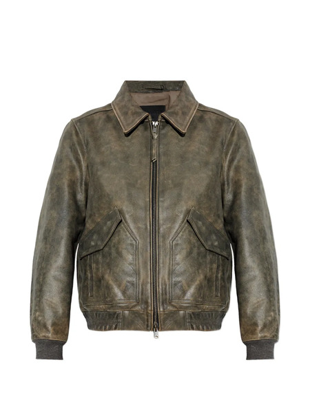  Allsaints Marland Aviator Leather Jacket - Brown 