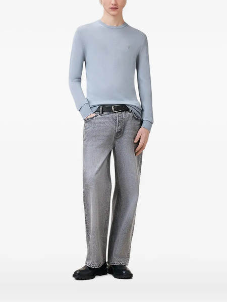  Allsaints Mode Logo-embroidered Crew-neck Sweater - Blue 