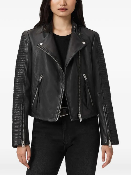  Allsaints Raul Ribbed Leather Jacket - Black 