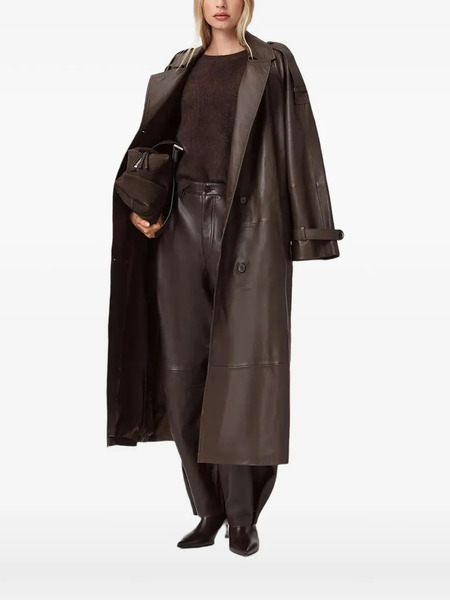  Allsaints Reed Belted Leather Coat - Brown 