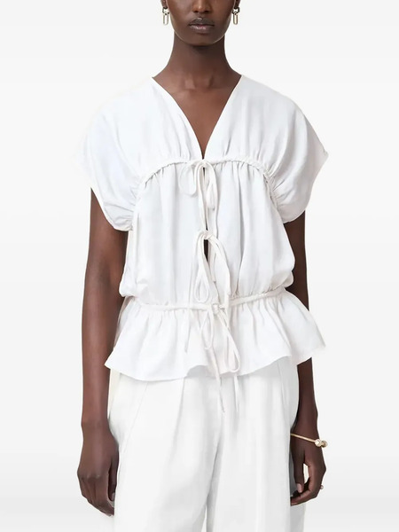  Allsaints Remy Tie-front Ruffled Top - White 