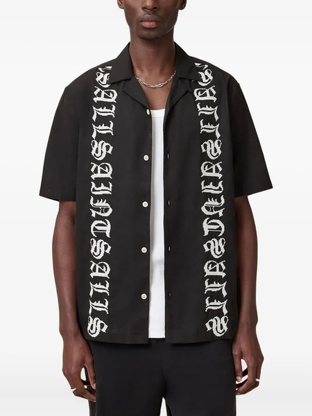  Allsaints Script Embroidery Short-sleeve Shirt - Black 