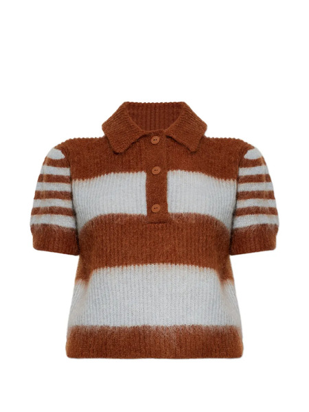  Allsaints Striped-pattern Polo Top - Brown 