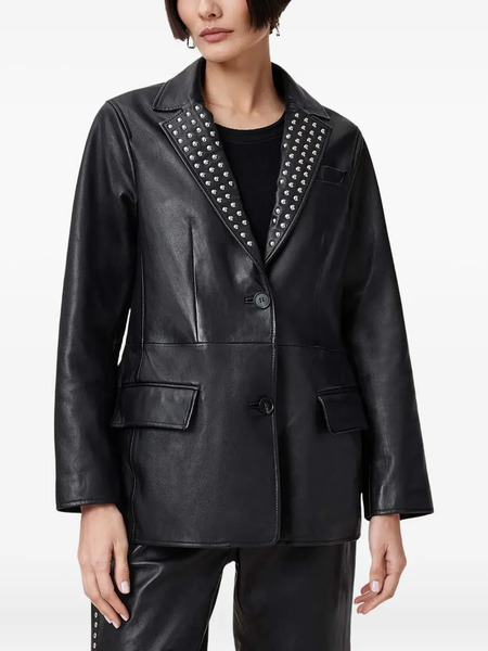  Allsaints Studded Leather Blazer - Black 
