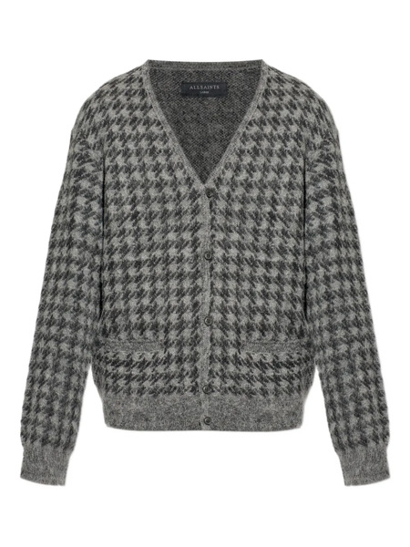  Allsaints Zain Houndstooth-pattern Cardigan - Grey 