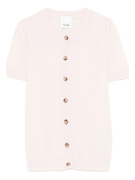  Allude Button Short-sleeve Cardigan - Pink 