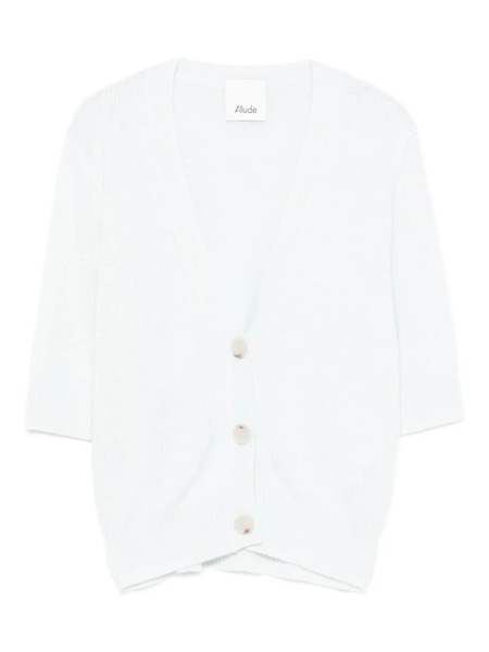  Allude Button Short-sleeve Cardigan - White 