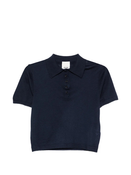  Allude Buttoned Polo Top - Blue 