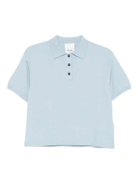  Allude Cashmere Buttoned Polo Top - Blue 